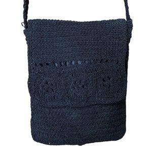 Kitlie Lee Collection Nylon Knit Black Small Crossbody Bag